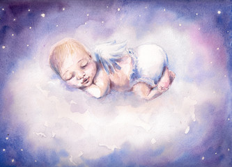 Sleeping angel.Watercolors © dannywilde