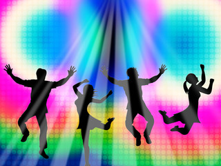 Fototapeta na wymiar Colorful Jumping Means Friends Vibrant And Multicolored