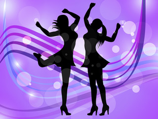 Obraz na płótnie Canvas Dancing Women Represents Disco Music And Adult