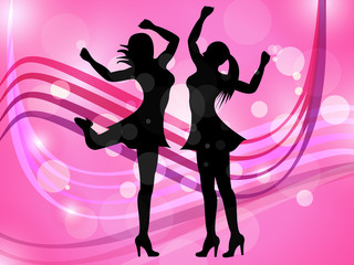 Obraz na płótnie Canvas Disco Women Means Adult Dancing And Celebration