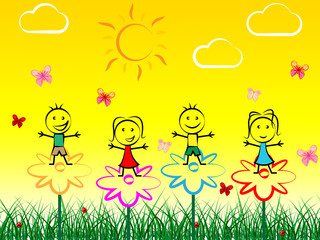 Obraz na płótnie Canvas Summer Kids Shows Free Time And Joy