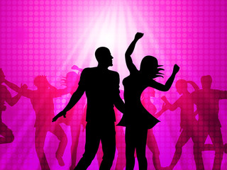 Fototapeta na wymiar Disco Dancing Means Parties Celebrations And Fun