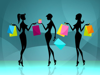 Women Shopper Means Retail Sales And Adult