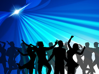 Obraz na płótnie Canvas Dancing Party Indicates Cheerful Nightclub And Celebrate