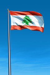 Lebanon flag waving on the wind