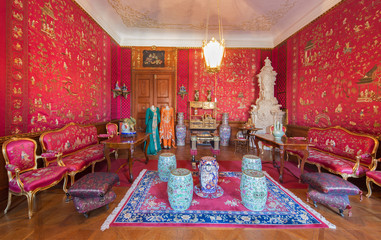 Fototapeta na wymiar Chinese saloon from 19. cent. in palace Saint Anton - Slovkai