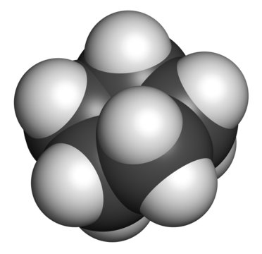 Cyclopentane cycloalkane molecule. Used in refrigerators and fre