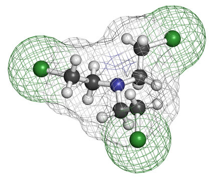 Nitrogen mustard HN-3 molecule. Used as blister agent.
