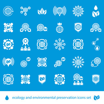 Ecology and environmental conservation vector icons set, unusual
