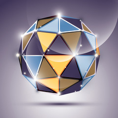 Abstract 3D gleam sphere with geometric, glossy orb created from