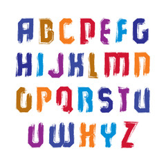 Handwritten contemporary vector uppercase letters, doodle hand-p