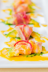 Sashimi avocado japanese food