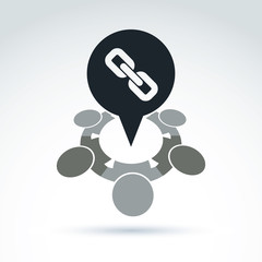 Gears and cogs working team system theme icon, vector conceptual