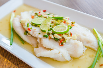 Steamed basa fish