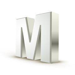 3d alphabet silver M