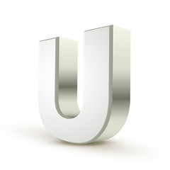 3d alphabet silver U