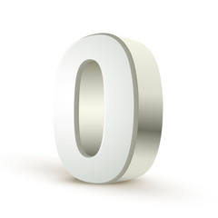 3d shiny silver number 0