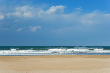 Beautiful ocean beach with waves in South Africa