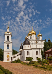 Fototapeta na wymiar Side view of Dormition Cathedral (1512) in Dmitrov, Russia
