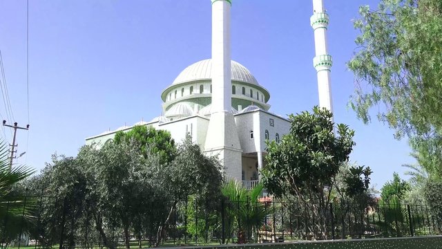 Islamic minaret with loudspeaker in Istanbul