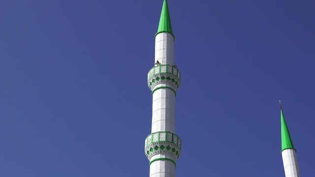 Islamic minaret with loudspeaker in Istanbul