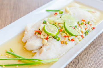 Steamed basa fish