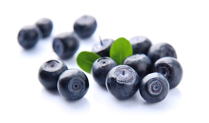 Blueberries with leaves