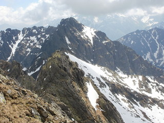 Boundary between Poland and Slovakia on the ridge in High Tatra
