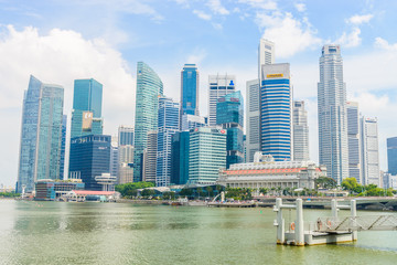 Fototapeta na wymiar SINGAPORE - JUNE 22: Urban landscape of Singapore. Skyline and m