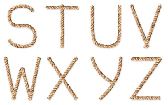Set of latin rope-characters on white