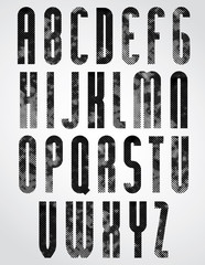 Black dotty graphic upper case letters, rounded industrial font.