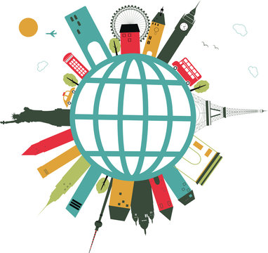 recommend clip art: travel globe on white