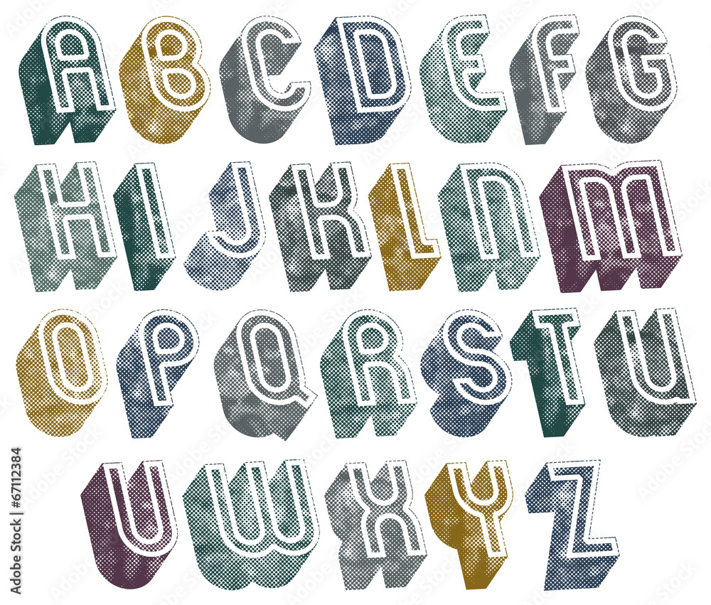 Fototapete 3d bold font with halftone dots texture.