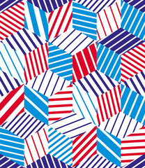 Colorful lines geometric seamless pattern.