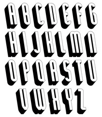Black and white 3d font.