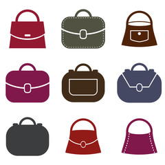 Collection of handbags, vector illustrations on white background