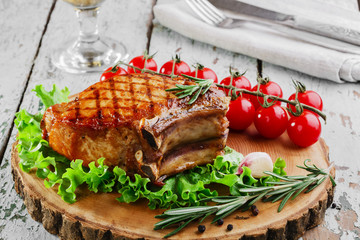 Grill chops on the bone