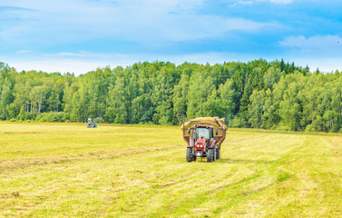 tractor with a hay