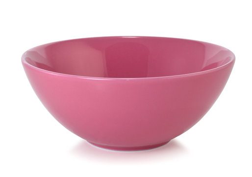 Pink empty bowl isolated on white