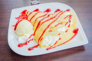 Strawberry crepe dessert