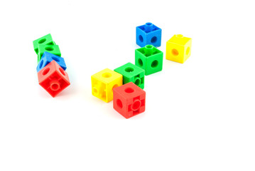 Colorful blocks toy blocks on white backround