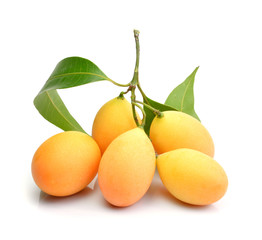 Closeup sweet Marian plum thai fruit isolated on white backgroun