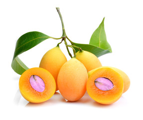 Closeup sweet Marian plum thai fruit isolated on white backgroun