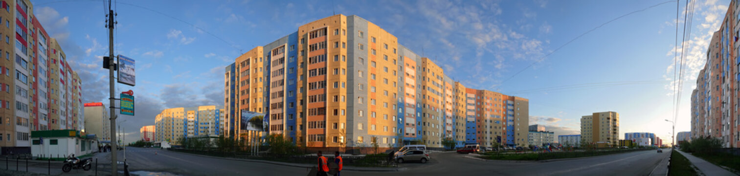 Nadym, Russia - July 10, 2008: the Panorama. The urban landscape