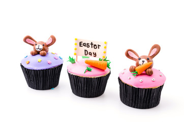 Easter cupcakes isolated white background