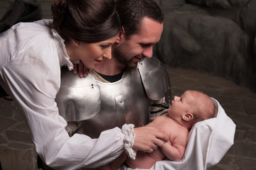 Happy medieval family
