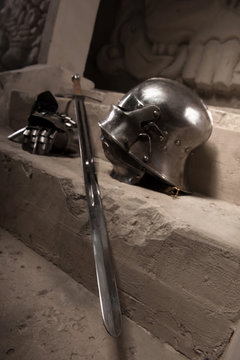 Medieval armor closeup portrait