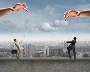 two puppet businessman