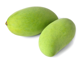 Green mango isolated on a white background