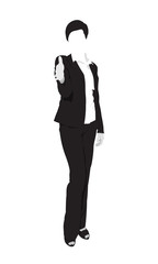 Layered vector silhouette of business woman offering hand